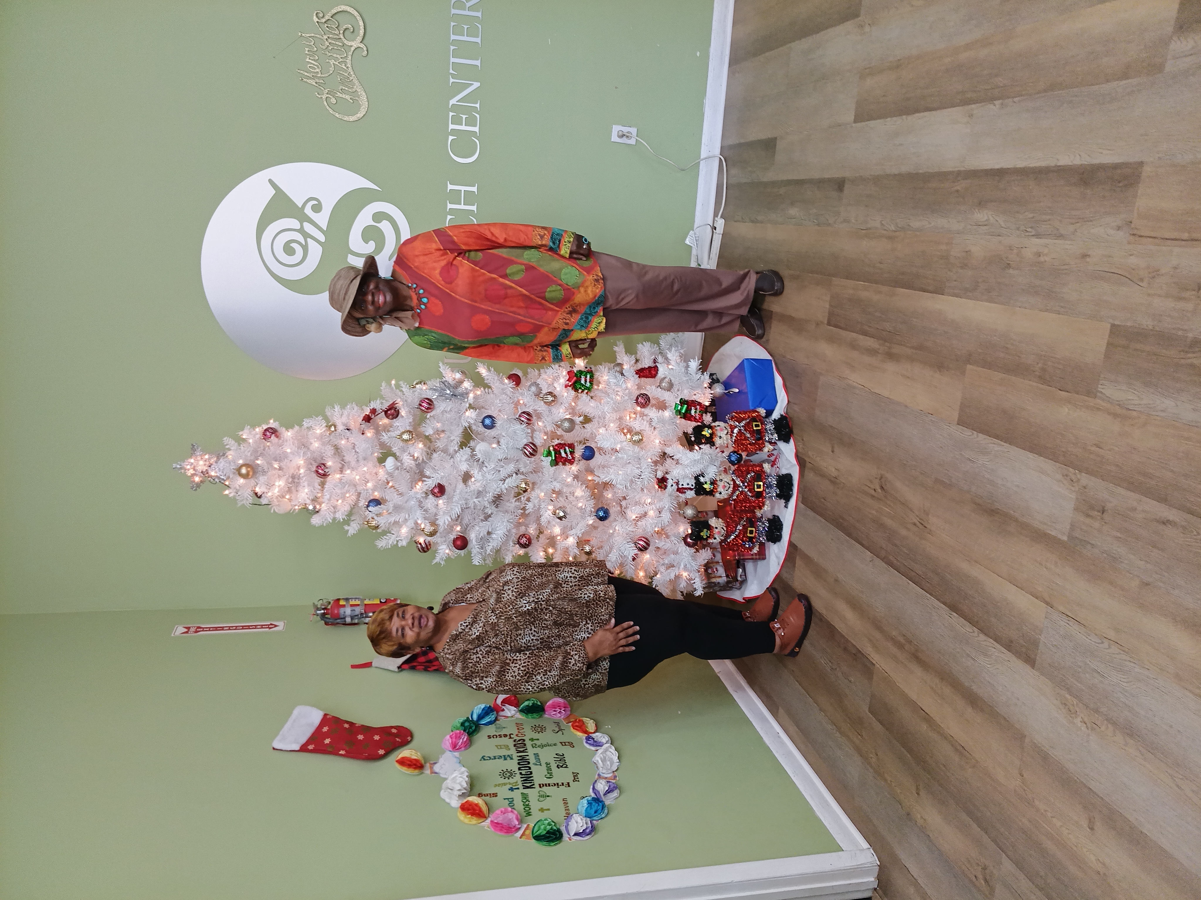 ETE Inc team during senior basket giveaway